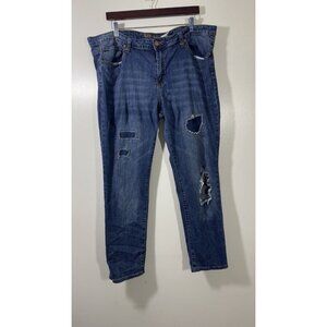 VIP Women's Denim Distressed Ankle Straight Raw Hem Blue Jeans Size 19/20